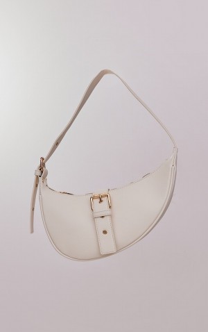 Beige Pretty Little Thing Half Moon Buckle Shoulder Bags | IHYVGTK-87