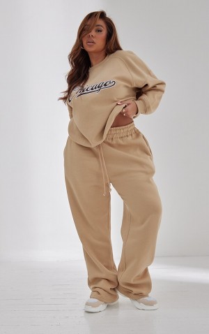 Beige Pretty Little Thing Plus Flaredpant Sweatpants | DNMAQHR-31