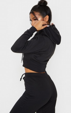 Black Pretty Little Thing Bustier Zip Up Hoodie | GURNDLZ-17