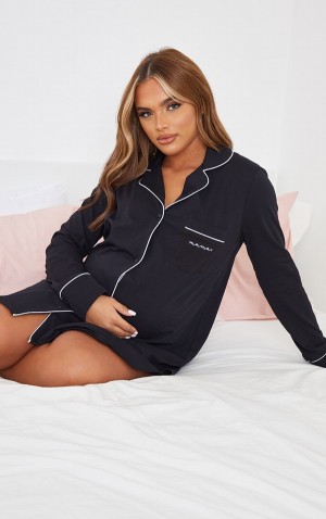 Black Pretty Little Thing Maternity Mama Oversized Sleepwear | WZTPHQV-62