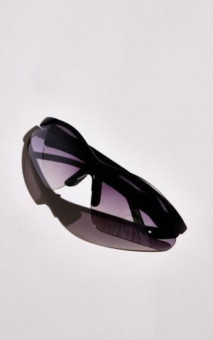 Black Pretty Little Thing Ombre Lens Sporty Visor Sunglasses | XIJADNQ-39