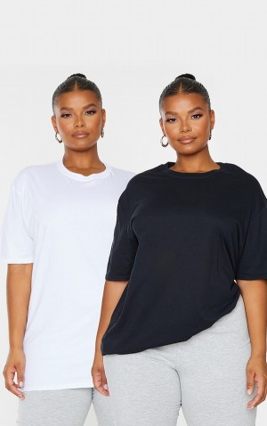 Black Pretty Little Thing Plus 2 Pack Ultimate Oversized T-shirts | ZFRIOKB-31