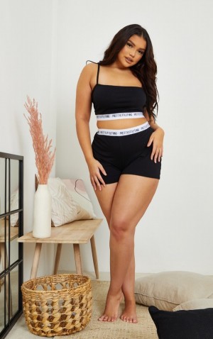 Black Pretty Little Thing Plus High Waist Lingerie | JBSFTUM-73