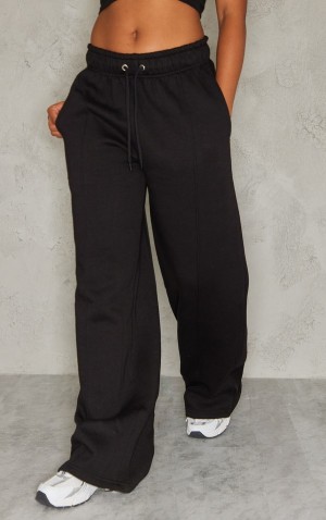 Black Pretty Little Thing Seam Detail Straight Legpant Sweatpants | UHPXBDO-87