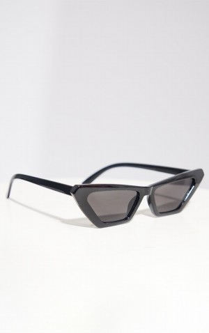 Black Pretty Little Thing Slim Pointed Cat Eye Sunglasses | GQMWYUR-18