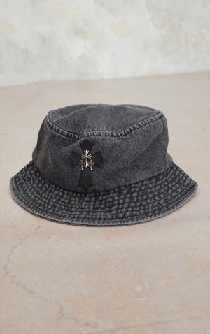 Black Pretty Little Thing Washed Cross Bucket Hats | ZBGWOSL-49