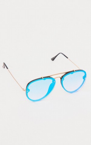 Blue Pretty Little Thing MirroLens Aviator Sunglasses | JDWOEHB-12