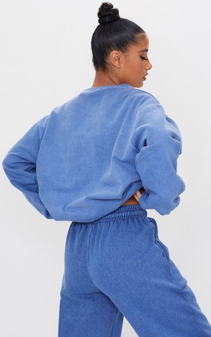 Blue Pretty Little Thing Oversized Sport Sweatshirts | NMHGCOS-67