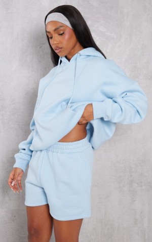 Blue Pretty Little Thing Pale Graphic Oversized Hoodie | WASCQFM-13