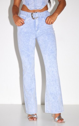 Blue Pretty Little Thing Washed Western Flared Jeans | WURDKPV-57