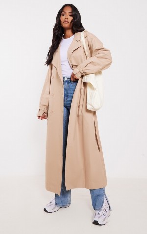 Brown Pretty Little Thing Tall Camel ed Cuff Detail Trench Coats | PUZWKEN-92