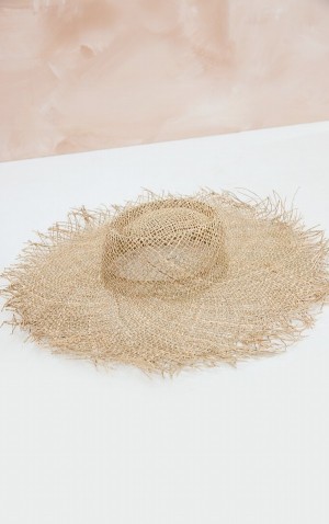 Brown Pretty Little Thing Tan Frayed Sun Hats | EMZPFIY-59