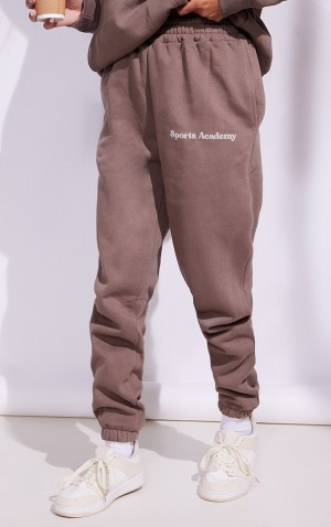 Coffee Pretty Little Thing Premium Coffee Sports Academy Puff Print Oversized Sweatpants | PDESLTK-98