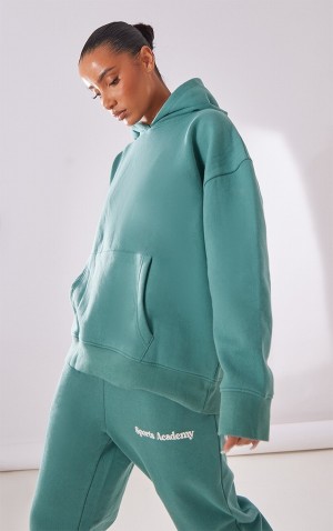 Dark Turquoise Pretty Little Thing Premium Teal Sports Academy Puff Print Oversized Hoodie | QOYVLEW-20