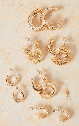 Gold Pretty Little Thing Assorted 6 Pack Hoop Jewelry | LWQYDMO-50