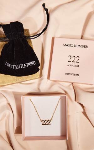 Gold Pretty Little Thing Real Plated 222 Angel Number Jewelry | POYNTZC-50