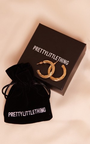 Gold Pretty Little Thing Real Plated Twist Hoop Jewelry | CHZBXYG-41