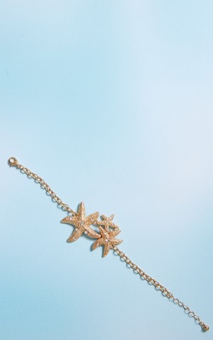 Gold Pretty Little Thing Starfishcelet Jewelry | HKBJORL-10