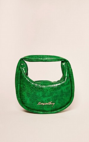 Green Pretty Little Thing PU Croc Grab Mini Bags | ELXYKGP-78