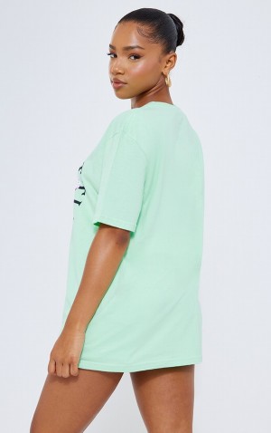 Green Pretty Little Thing Pastel Dessert Print Oversized T-shirts | PVAHYRE-08