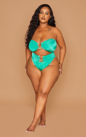 Green Pretty Little Thing Plus HammeTrim Bikini Bottoms | PAYWHVQ-46