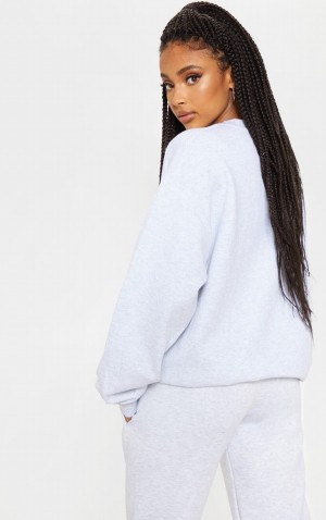 Grey Pretty Little Thing Ash Oversized Basic Sweatshirts | NCQEXKS-39