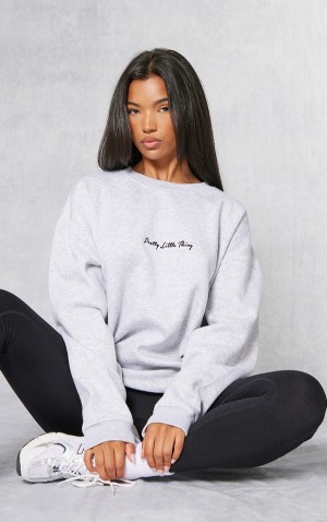 Grey Pretty Little Thing Ash Oversized Sweatshirts | LPGTJMK-84