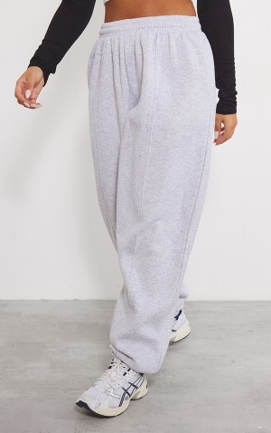 Grey Pretty Little Thing Ash Pintuck Detail Oversized Sweatpants | QSADKFJ-21