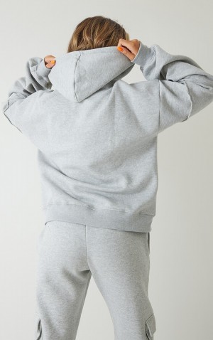 Grey Pretty Little Thing Ash Seam Detail Oversized Zip Through Hoodie | ITJLSAP-92