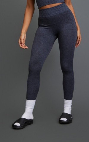 Grey Pretty Little Thing Charcoal Sport Seamless Ruched Bum Leggings | VKXWOJE-29