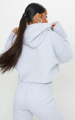 Grey Pretty Little Thing Oversize Turn Up Sleeve Hem Cropped Sweatshirts | MCJKPRD-51