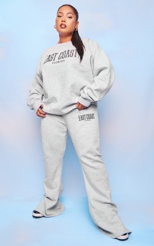 Grey Pretty Little Thing Plus Marl Flared Sweatpants | KXQDPMB-37