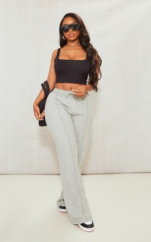 Grey Pretty Little Thing Shape Marl Wide Leg Binded Sweatpants | MBXLKHD-42