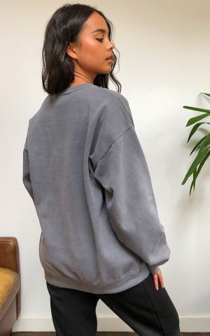 Grey Pretty Little Thing Studio Washed Sweatshirts | BANGWVZ-62