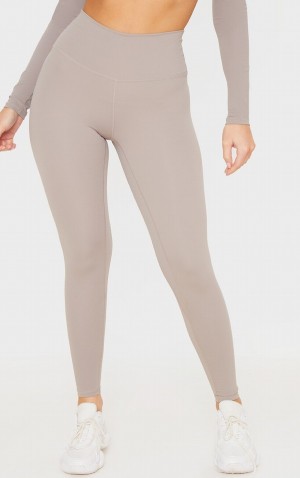 Grey / Brown Pretty Little Thing Taupe Sculpt High Waist Gym Leggings | JUXDLEW-09