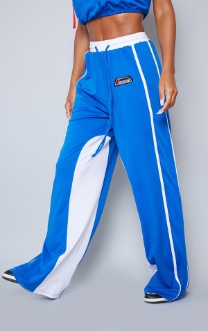 Light Blue Pretty Little Thing Bright Tricot Panelled Wide Leg Sweatpants | JKTDZIV-27