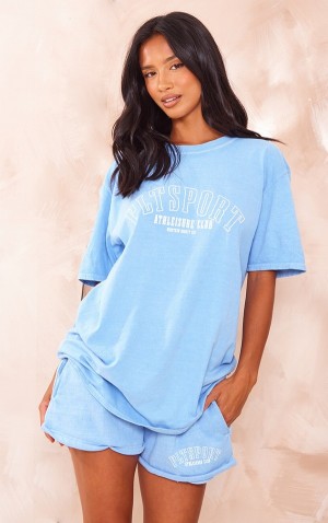 Light Blue Pretty Little Thing Petite Oversized T-shirts | TRCXJAW-96