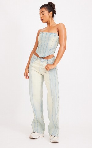 Light Blue Pretty Little Thing Wash Seam Detail Boyfriend Jean Jeans | XVRGLIQ-29