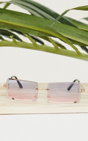 Multicolor Pretty Little Thing With Faded Lens Square Frameless Sunglasses | BLQCGTZ-57