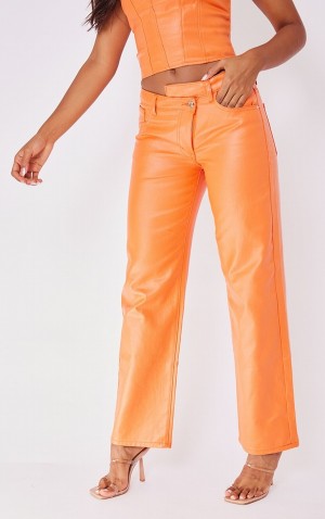 Orange Pretty Little Thing Asymmetric Waistbanded Wide Leg Jeans | YIMFAXU-27