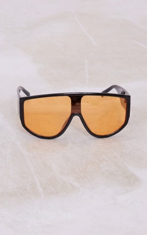 Orange Pretty Little Thing With Lens Oversized Visor Sunglasses | AJSYFRW-81