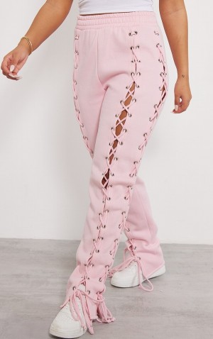 Pink Pretty Little Thing Baby Lace Up Side Detail Oversized Sweatpants | DLPSMCO-73