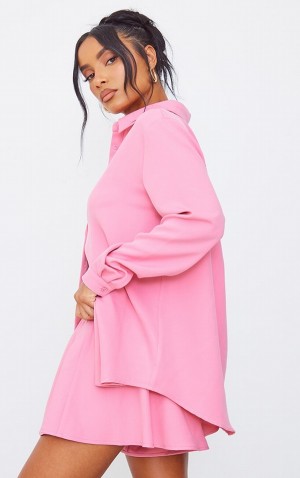 Pink Pretty Little Thing Candy Long Sleeve Oversized Shirts | XPYIUAM-54