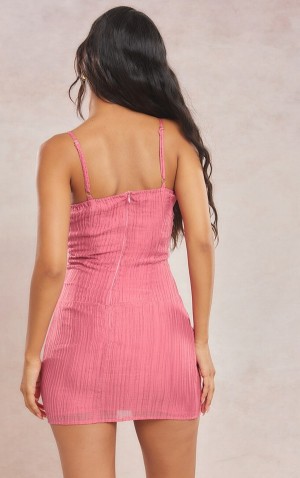 Pink Pretty Little Thing Hot TextuCorset Detail Strappy Bodycon Dresses | SLJGAVB-57