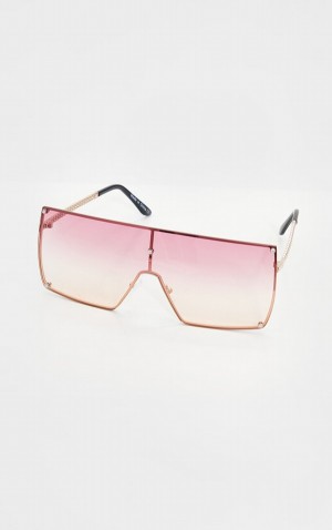 Pink Pretty Little Thing Lens Ombre Oversized Square Frame Sunglasses | QMYUKEI-46