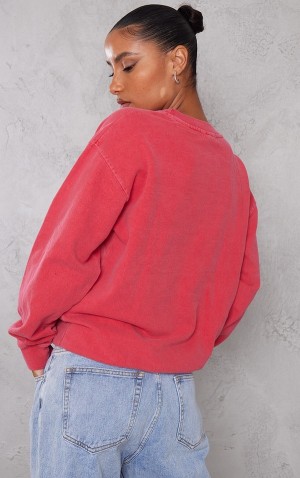 Red Pretty Little Thing Worldwide Sweatshirts | HRJWKQE-75