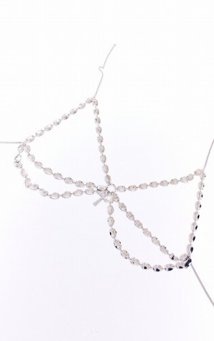 Silver Pretty Little Thing HammeDisc Cross Body Chain Jewelry | LWVEDCT-04