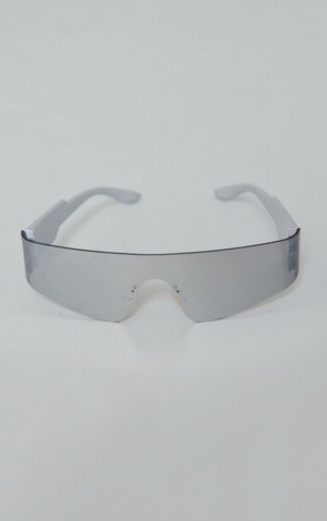 Silver Pretty Little Thing Metal Sporty Visor Sunglasses | XYPKZQS-20