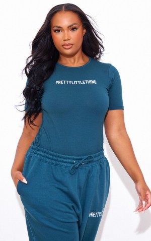 Turquoise Pretty Little Thing Plus Teal Sleeve Bodysuits | SAGJCZU-39