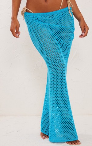 Turquoise Pretty Little Thing Teal Crochet Maxi Skirts | FKEUSXJ-04